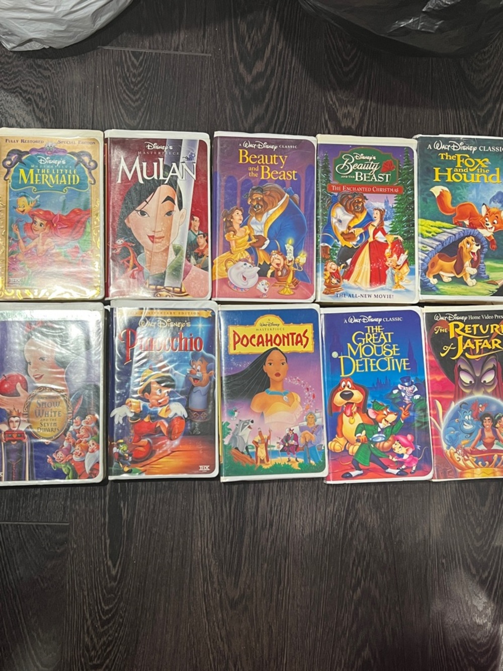VHS Disney lot of 10 Little Mermaid Mulan Snow White Pinocchio Beauty Beast